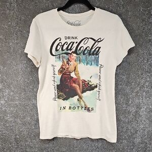 Lucky Brand Coca Cola Tee, Cream With Vtg Inspired Graphic Print, Sz Medium